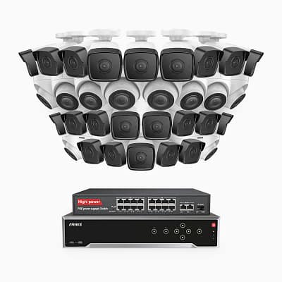 H500 – 5MP 32 Channel PoE Security System with 22 Bullet & 10 Turret Cameras